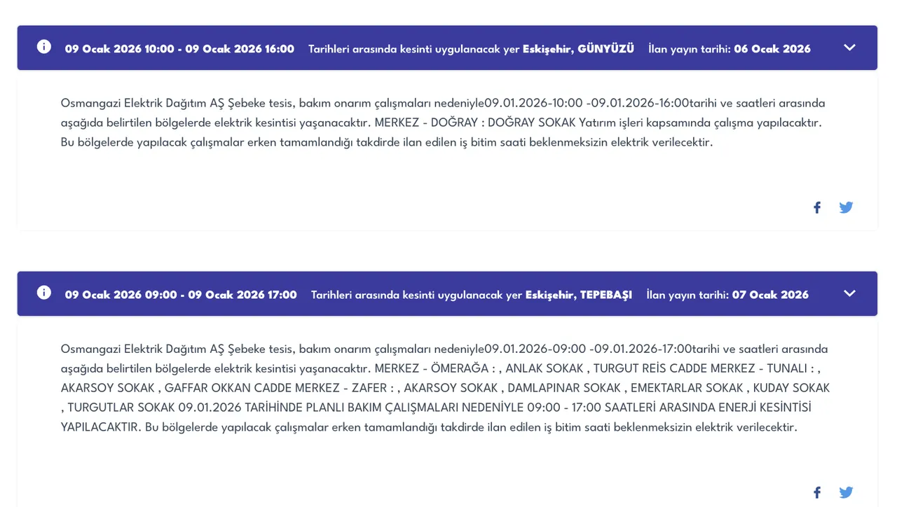 Eskişehir elektrik kesintisi son dakika: Elektrikler ne zaman gelecek? OEDAŞ elektrik kesintisi listesi
