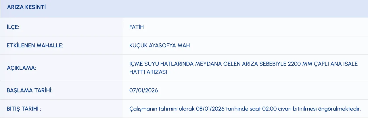 Fatih su kesintisi son dakika: Sular ne zaman gelecek?