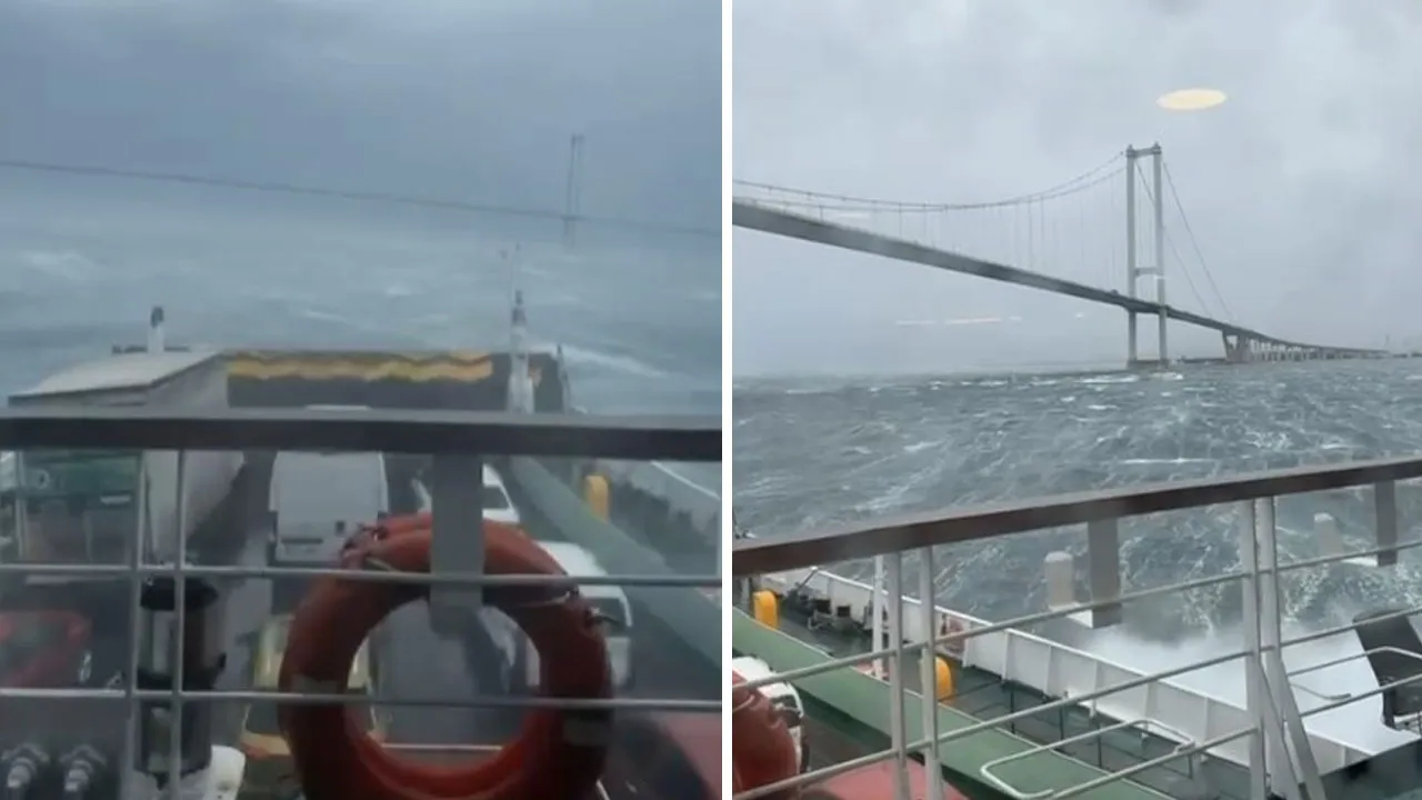 Kocaeli'de arabalı feribot, denizde fırtınaya yakalandı!