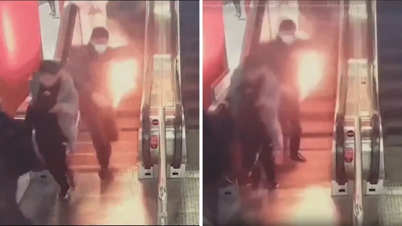 Metro istasyonunda facia anları! Cebindeki powerbank bomba gibi patladı