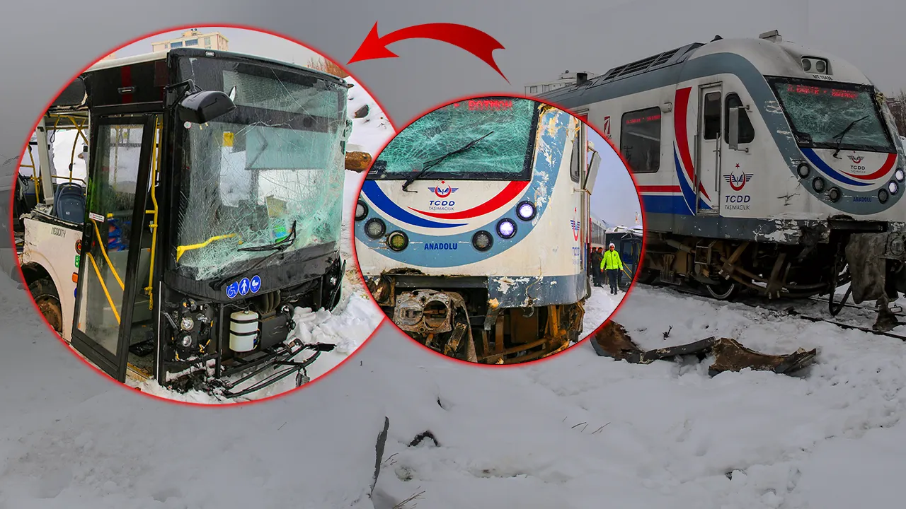 Diyarbakır’da faciadan dönüldü! Belediye otobüsü yolcu treni ile çarpıştı