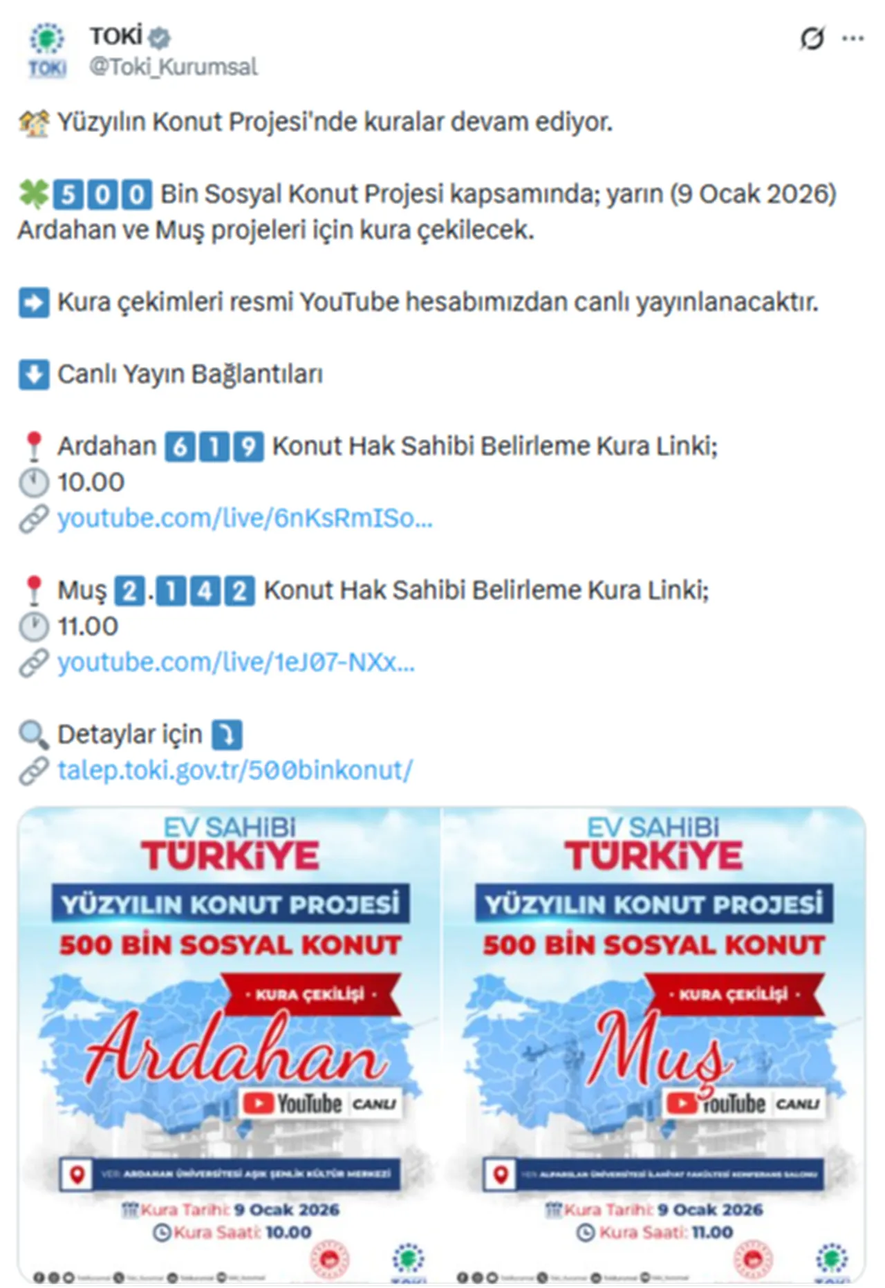 TOKİ Ardahan ve Muş kura sonuçları açıklanıyor! Kura sonuçları nasıl öğrenilir?