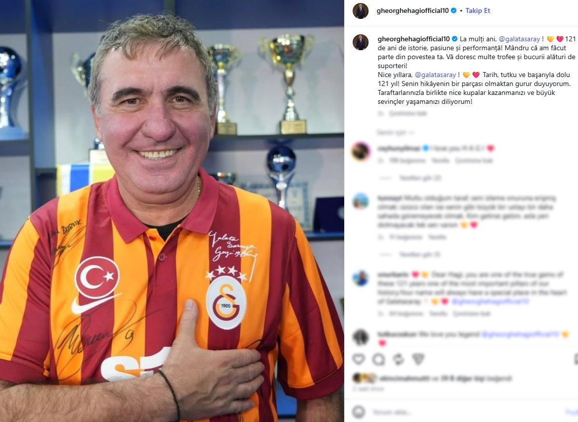 Gheorghe Hagi'nin Instagram paylaşımı