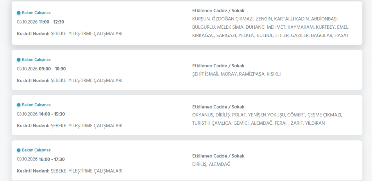 İstanbul elektrik kesintisi 1-2-3 Ekim! BEDAŞ-AYEDAŞ İstanbul elektrik kesintisi