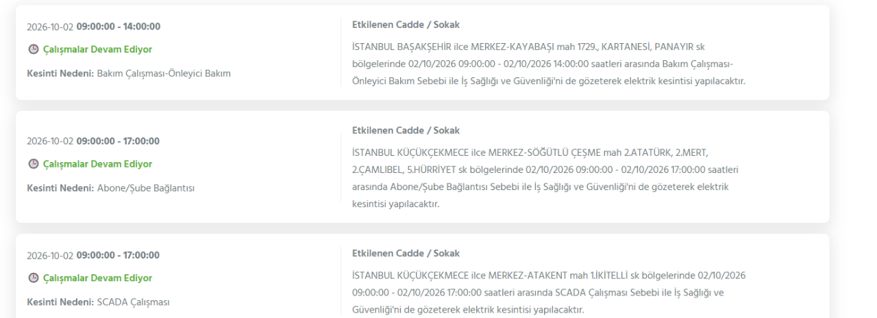 İstanbul elektrik kesintisi 1-2-3 Ekim! BEDAŞ-AYEDAŞ İstanbul elektrik kesintisi