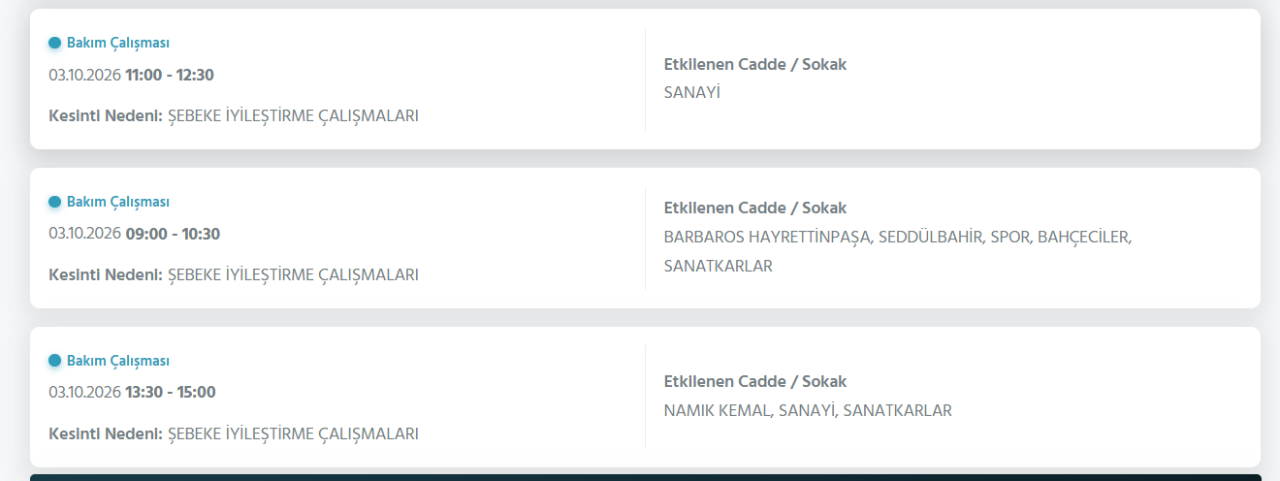 İstanbul elektrik kesintisi 1-2-3 Ekim! BEDAŞ-AYEDAŞ İstanbul elektrik kesintisi