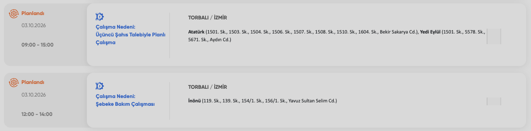İzmir elektrik kesintisi 3-4-5 Ekim GDZ Elektrik (Buca, Bayraklı, Bornova, Bergama, Urla, Ödemiş, Kiraz, Kınık, Menderes, Bayındır, Çeşme, Karşıyaka planlı kesinti)
