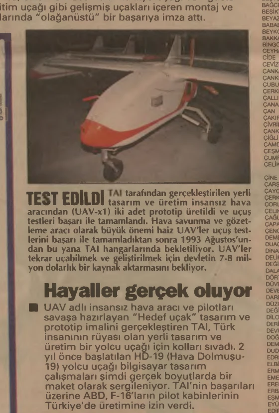 31 Temmuz 1995 UAV-X1 Türkiye gazetesinde