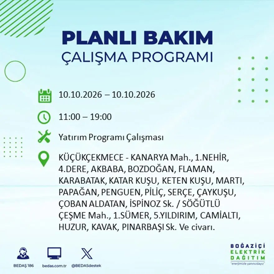 İstanbul'da elektrik kesintisi! BEDAŞ duyurdu, 8 saat sürecek