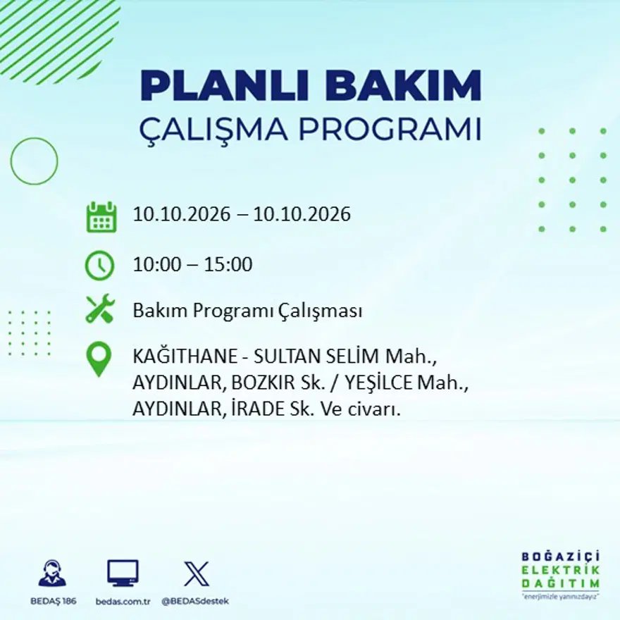 İstanbul'da elektrik kesintisi! BEDAŞ duyurdu, 8 saat sürecek