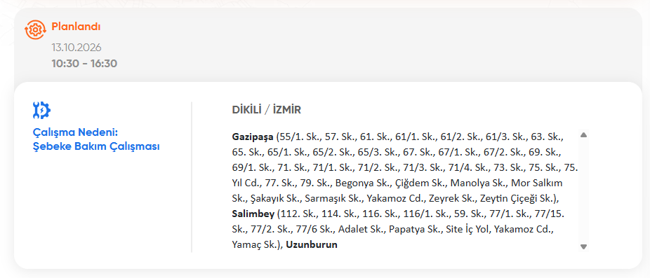 İzmir elektrik kesintisi 11-12-13 Ekim! GDZ planlı kesinti programı