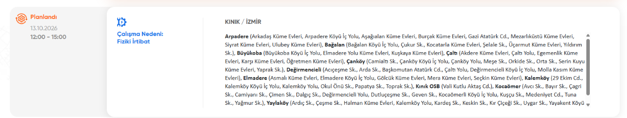 İzmir elektrik kesintisi 11-12-13 Ekim! GDZ planlı kesinti programı