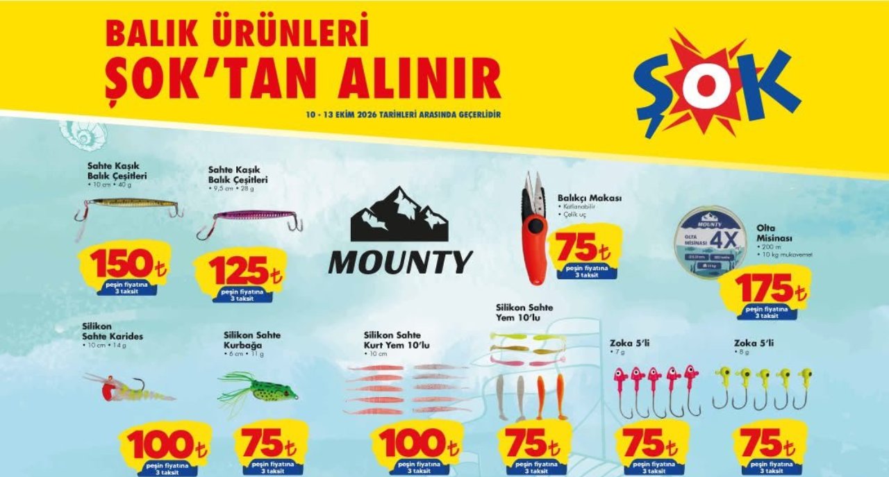 ŞOK aktüel ürünler 10-13 Ekim kataloğu çıktı! Balıkçılık malzemeleri, kamp eşyaları ve kışlık montlar...