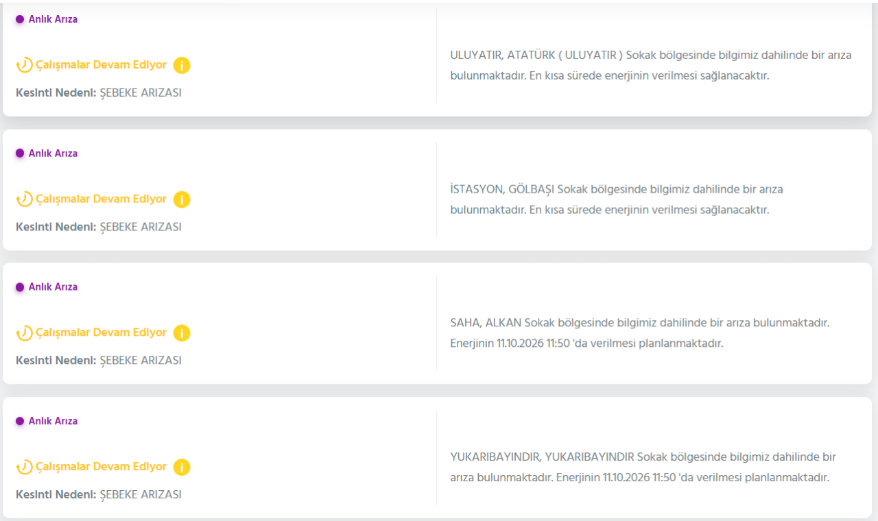 Gaziantep elektrik kesintisi programı 11 Ekim! Gaziantepte elektrikler ne zaman gelecek?
