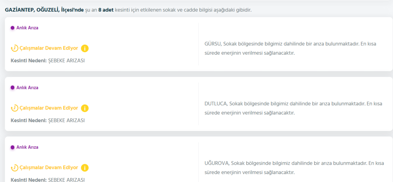 Gaziantep elektrik kesintisi programı 11 Ekim! Gaziantepte elektrikler ne zaman gelecek?