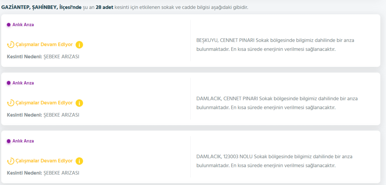 Gaziantep elektrik kesintisi programı 11 Ekim! Gaziantepte elektrikler ne zaman gelecek?