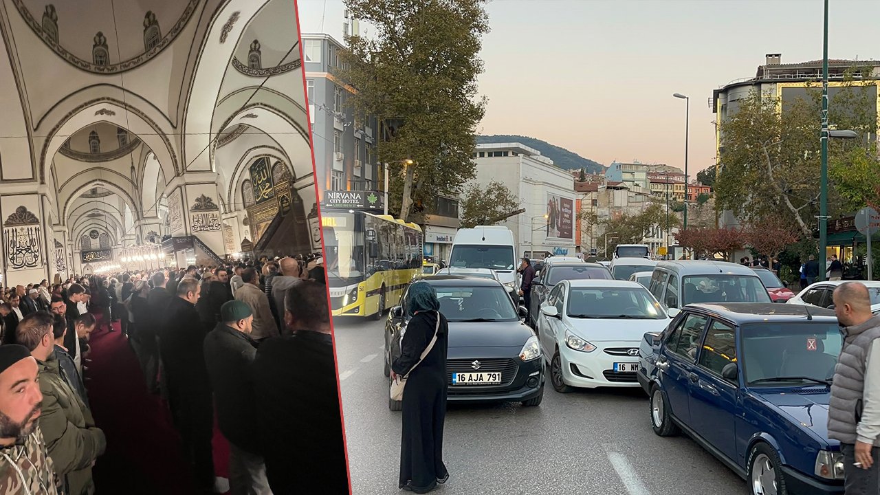 Ulu Cami'de sabah namazı şehri kilitledi! Bursa'da yol tek şeride düştü