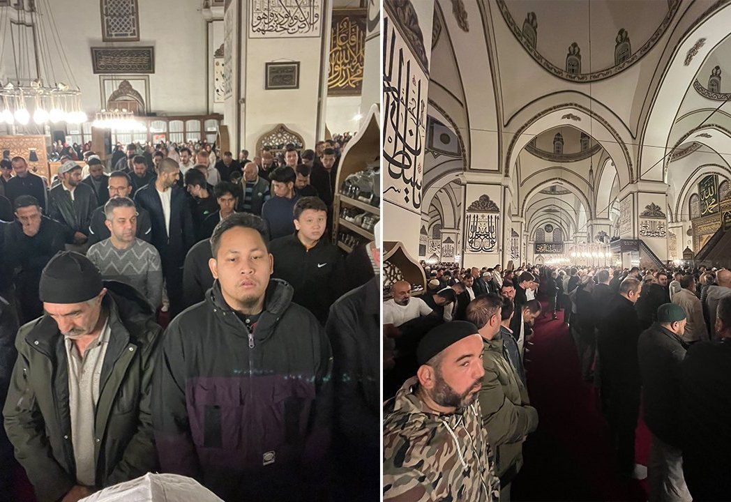Ulu Camide sabah namazı şehri kilitledi! Bursada yol tek şeride düştü