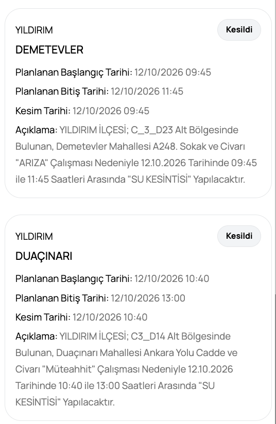 Bursa su kesintisi 12 Ekim! BUSKİ kesinti programı (Nilüfer, Osmangazi, Yıldırım planlı su kesintisi)