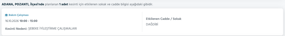 Adana elektrik kesintisi 15-16 Ekim (Seyhan, Ceyhan, Sarıçam, Feke, Saimbeyli, Çukurova, Kozan, Karaisalı, Yumurtalık planlı kesinti)