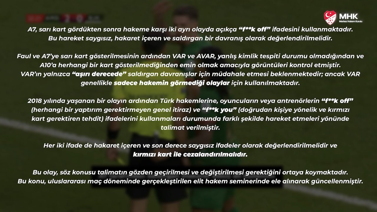 MHK’dan futbolculara kırmızı kart uyarısı! O söz de ağır hakaret sayılacak