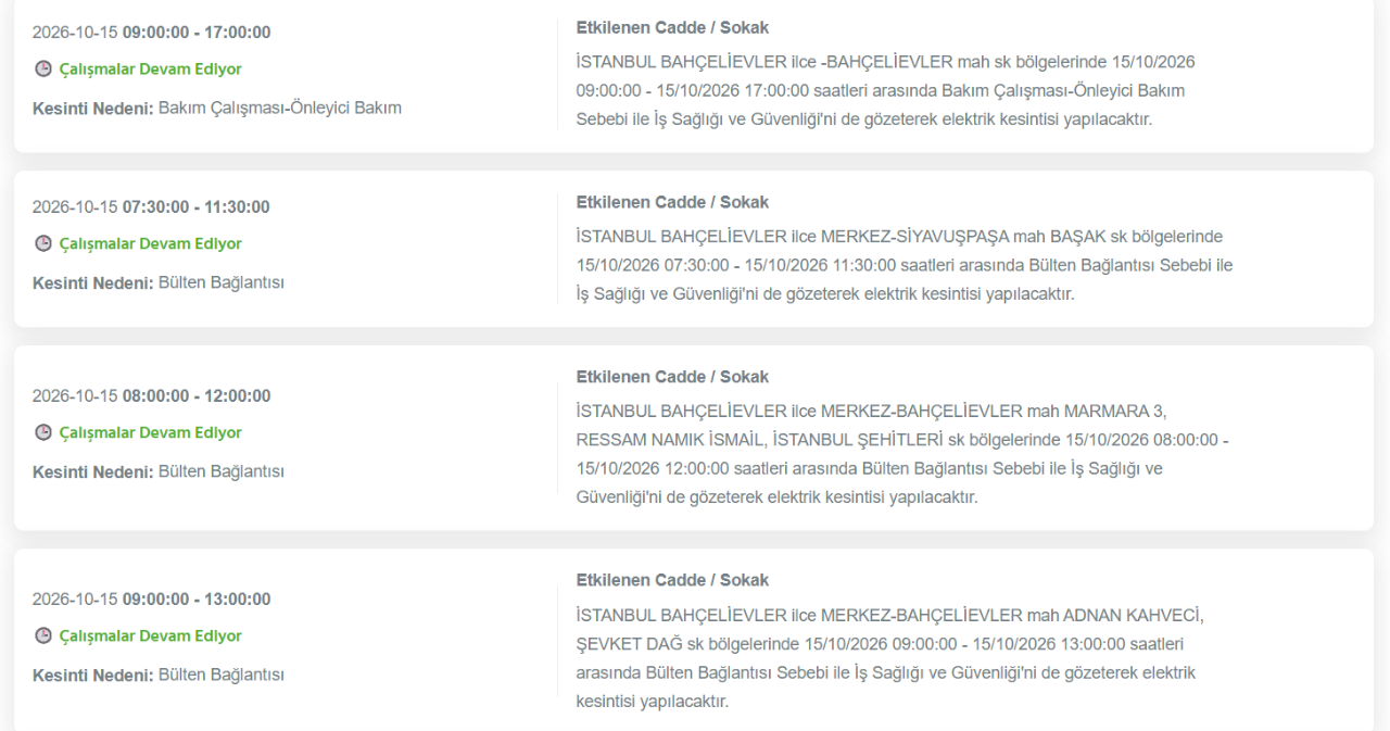 İstanbul elektrik kesintisi 14-15 Ekim! BEDAŞ kesinti programı ve elektriklerin geleceği saat