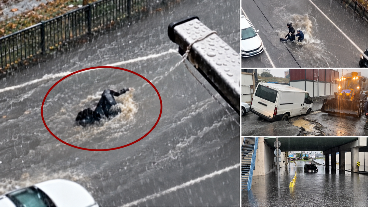 İstanbul sağanak yağışa teslim! Sulara kapılan kadın son anda kurtarıldı