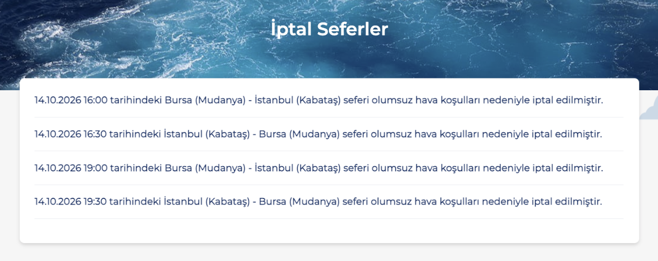 Vapur seferleri iptal mi? İDO, BUDO ve Şehir Hatları iptal seferler son dakika duyuruları