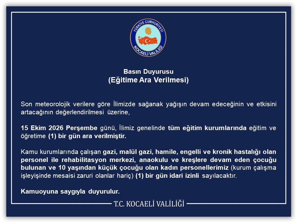 Bugün okullar tatil mi? 15 Ekim okulların tatil olduğu iller