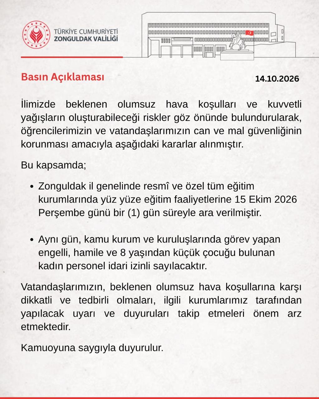 Bugün okullar tatil mi? 15 Ekim okulların tatil olduğu iller