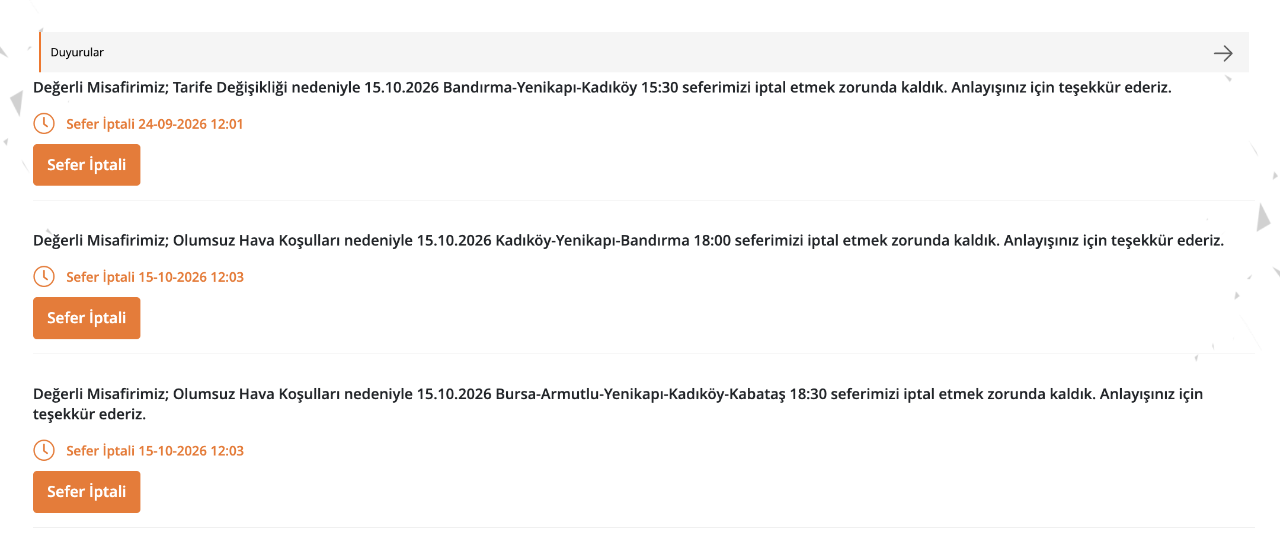 Bugün vapur seferleri iptal mi? 15 Ekim iptal olan seferler (İDO, BUDO, Şehir Hatları)