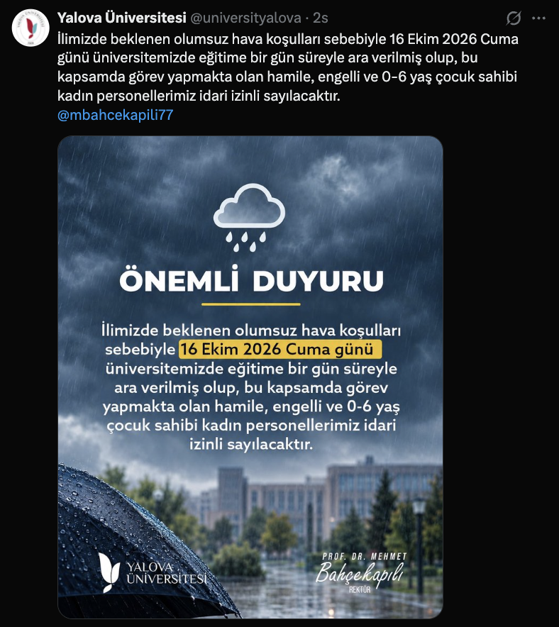 Yarın üniversiteler tatil mi? 16 Ekim İstanbul, Sakarya, Yalova ve Kocaeli tatil olan üniversiteler