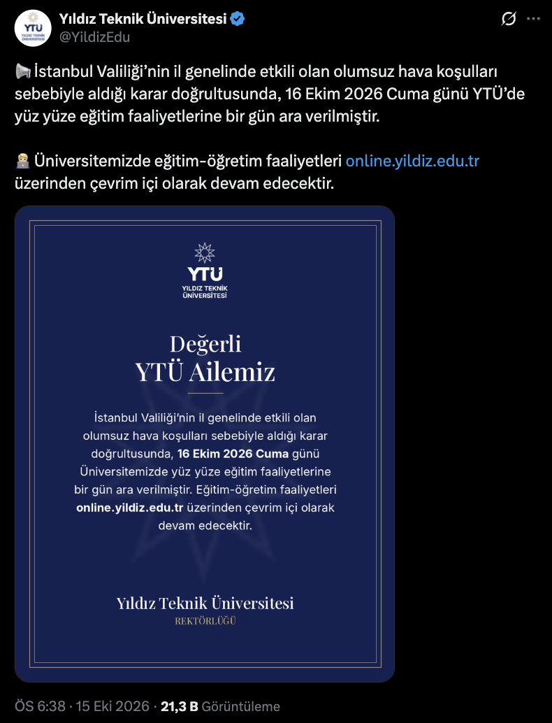 Yarın üniversiteler tatil mi? 16 Ekim İstanbul, Sakarya, Yalova ve Kocaeli tatil olan üniversiteler