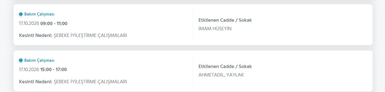 Ankara elektrik kesintisi 17 Ekim (Çankaya, Sincan, Etimesgut, Keçiören...)