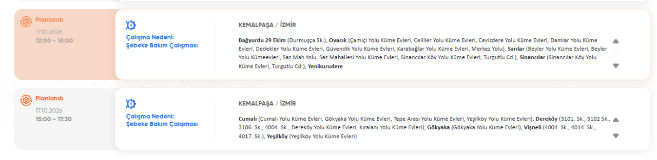 GEDİZ elektrik kesintisi! 16-17 Ekim İzmir elektrik kesintisi (Buca, Bornova, Karabağlar...)
