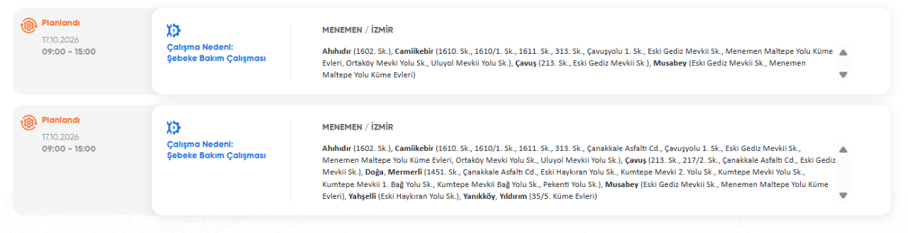 GEDİZ elektrik kesintisi! 16-17 Ekim İzmir elektrik kesintisi (Buca, Bornova, Karabağlar...)