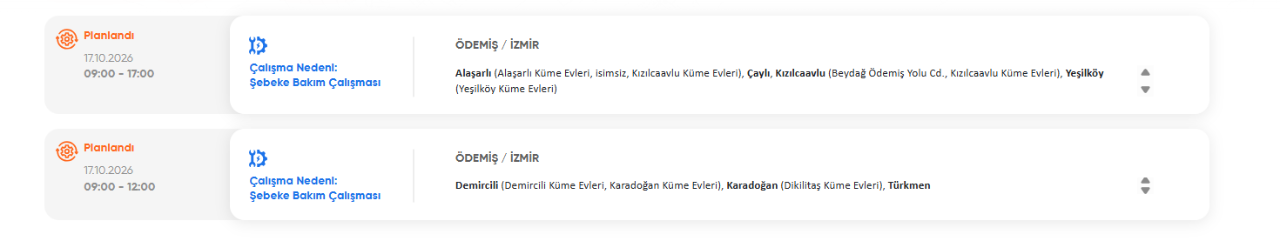 GEDİZ elektrik kesintisi! 16-17 Ekim İzmir elektrik kesintisi (Buca, Bornova, Karabağlar...)
