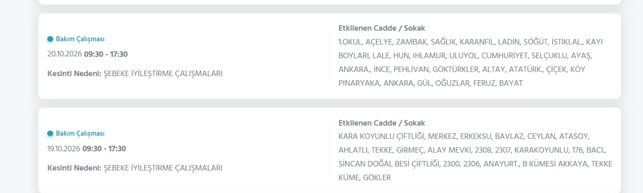 Ankara elektrik kesintisi 18-19-20 Ekim! Ankara'da elektrikler ne zaman gelecek?