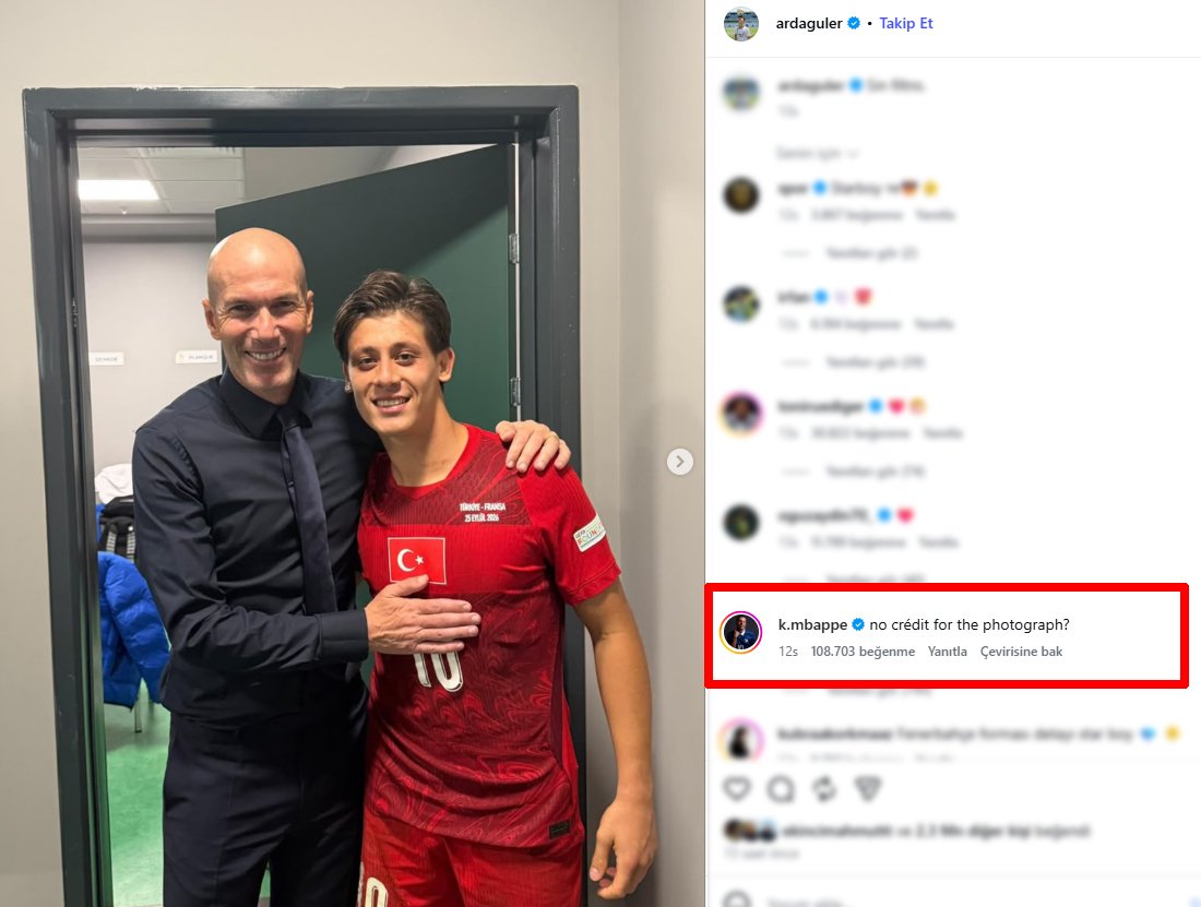Arda Güler'in Instagram paylaşımı
