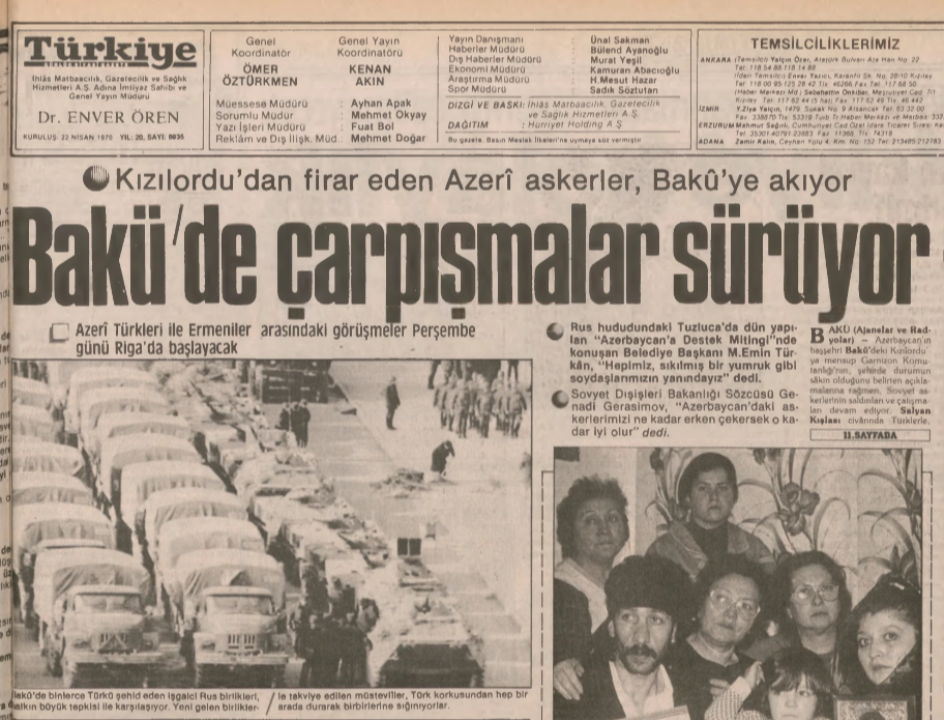 Türkiye gazetesi çatışmaların nabzını yakından takip etti.