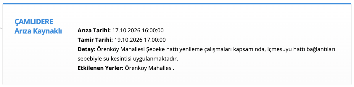 Ankara su kesintisi 18-19 Ekim (Çamlıdere, Yenimahalle) ASKİ planlı kesinti