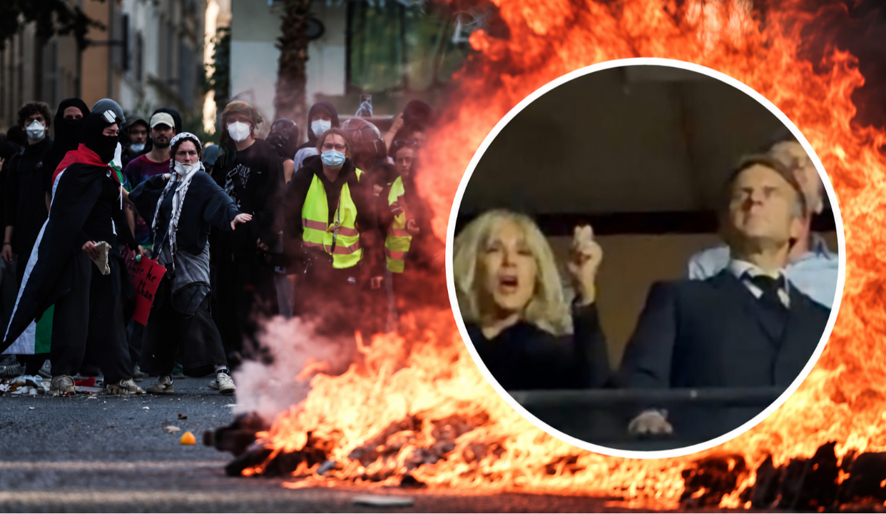 Fransa alev alev yanarken Macron konserde böyle eğlendi! Sokağa çıkma yasağı masada