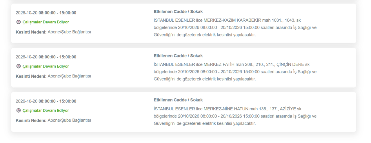 İstanbul elektrik kesintisi 19-20 Ekim! BEDAŞ elektrik kesintisi (Kağıthane, Küçükçekmece, Zeytinburnu...)