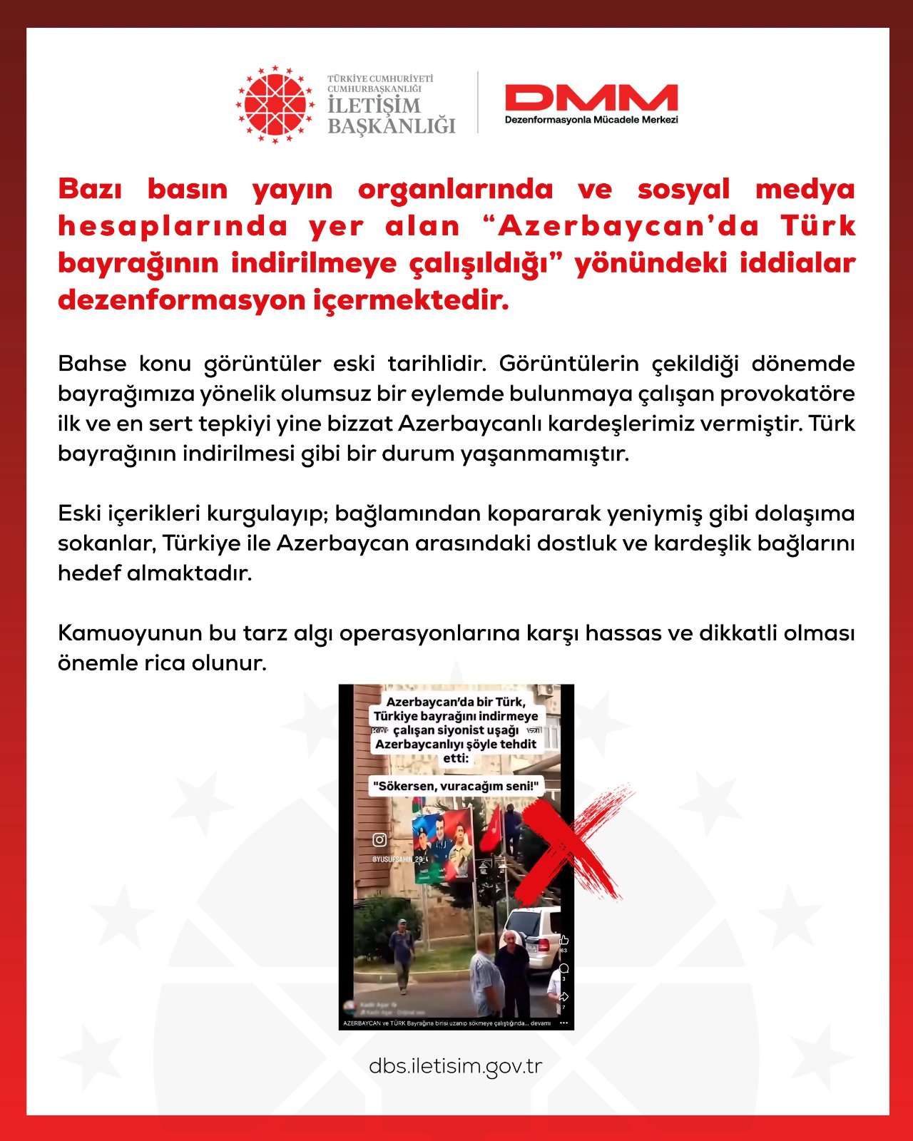 "Azerbaycan'da Türk bayrağı indirilmeye çalışıldı" iddiası! DMM'den net yalanlama