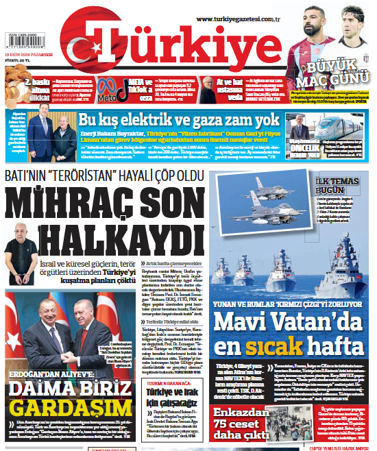 Türkiye Gazetesinin Mavi Vatan manşeti Yunan Bakanı korkuttu!  Endişelenmiyoruz diyemeyiz