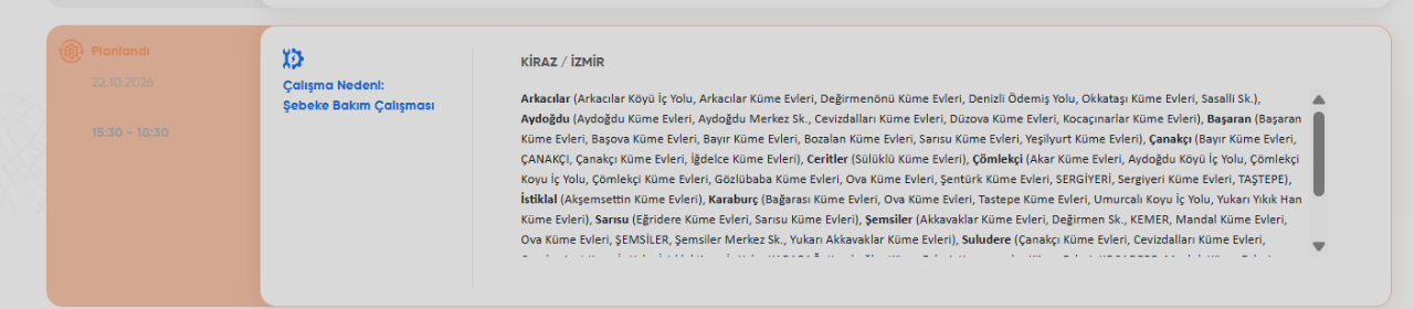 İzmir elektrik kesintisi 22-23 Ekim! GEDİZ elektrik kesintisi(Buca, Konak, Bornova, Gaziemir, Ödemiş, Urla...)