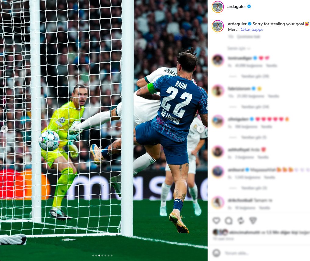 Arda Güler'in Kylian Mbappe paylaşımı