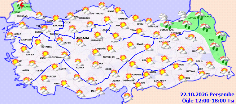 Bugün yağmur var mı, hava nasıl olacak? 22 Ekim hava durumu