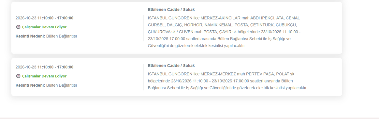 İstanbul elektrik kesintisi 23-24 Ekim! BEDAŞ elektrik kesintisi programı