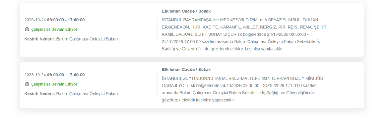 İstanbul elektrik kesintisi 23-24 Ekim! BEDAŞ elektrik kesintisi programı